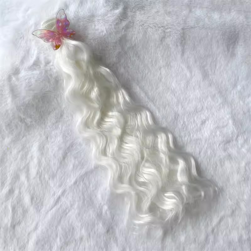 BJD baba paróka, hőálló szintetikus rostokból, hosszú frufru, koreai stílus, szabad részű paróka