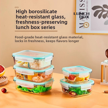 Üveg ebédes doboz, kör alakú, magas boroszilikát üveg, kapacitás 1–2 L, mikrohullámú sütőben használható