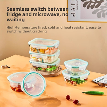 Üveg ebédes doboz, kör alakú, magas boroszilikát üveg, kapacitás 1–2 L, mikrohullámú sütőben használható