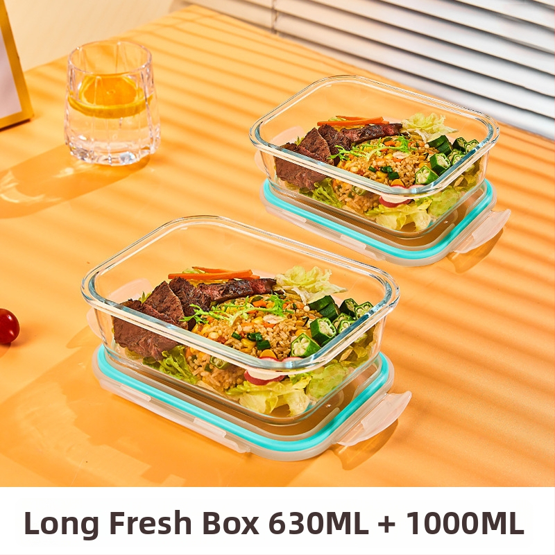 Üveg ebédes doboz, kör alakú, magas boroszilikát üveg, kapacitás 1–2 L, mikrohullámú sütőben használható