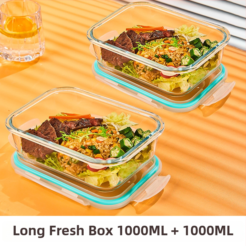 Üveg ebédes doboz, kör alakú, magas boroszilikát üveg, kapacitás 1–2 L, mikrohullámú sütőben használható