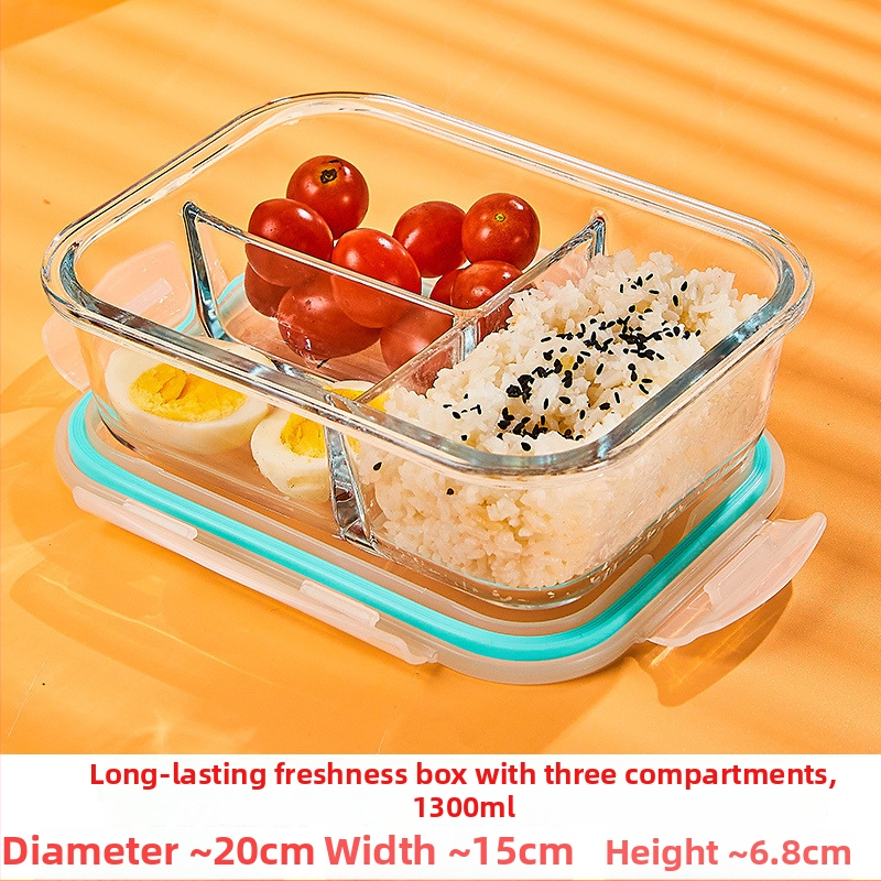 Üveg ebédes doboz, kör alakú, magas boroszilikát üveg, kapacitás 1–2 L, mikrohullámú sütőben használható