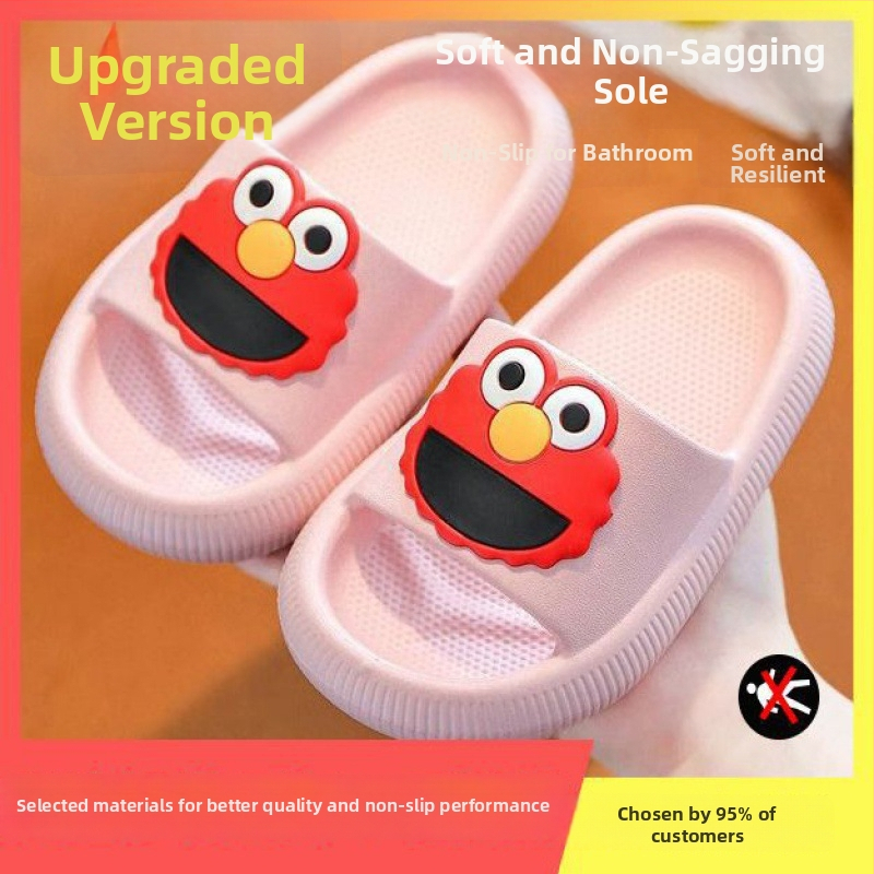 Детски летни PVC пантофи с мрежеста горна част и карикатурен дизайн, антихлъзгаща мека подметка