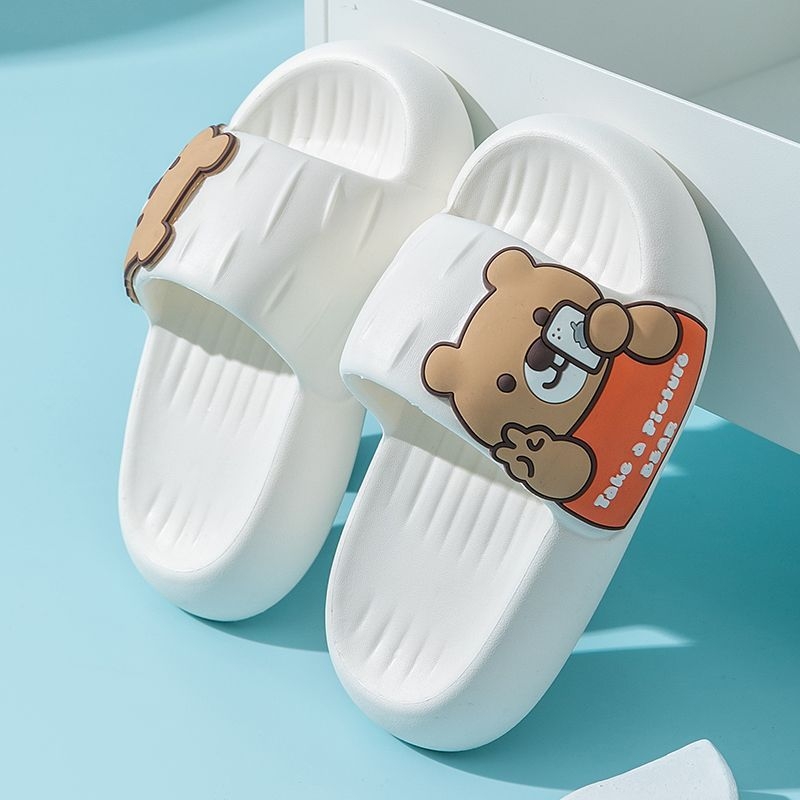 Детски летни PVC пантофи с мрежеста горна част и карикатурен дизайн, антихлъзгаща мека подметка