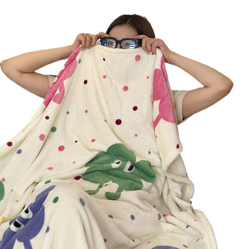 Pătură dublă din velur de lapte, multifuncțională, model geometric și desen animat, coral fleece, utilizare de iarnă, material: fibră de poliamidă, greutate 5000 g+