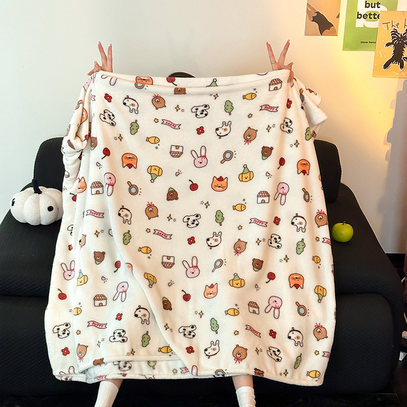 Pătură dublă din velur de lapte, multifuncțională, model geometric și desen animat, coral fleece, utilizare de iarnă, material: fibră de poliamidă, greutate 5000 g+