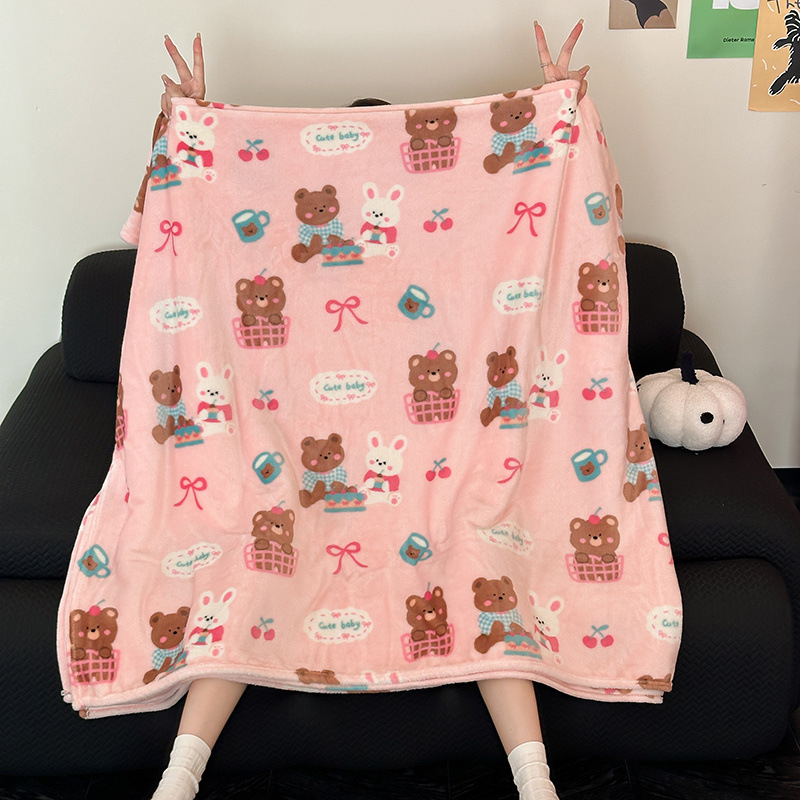 Pătură dublă din velur de lapte, multifuncțională, model geometric și desen animat, coral fleece, utilizare de iarnă, material: fibră de poliamidă, greutate 5000 g+