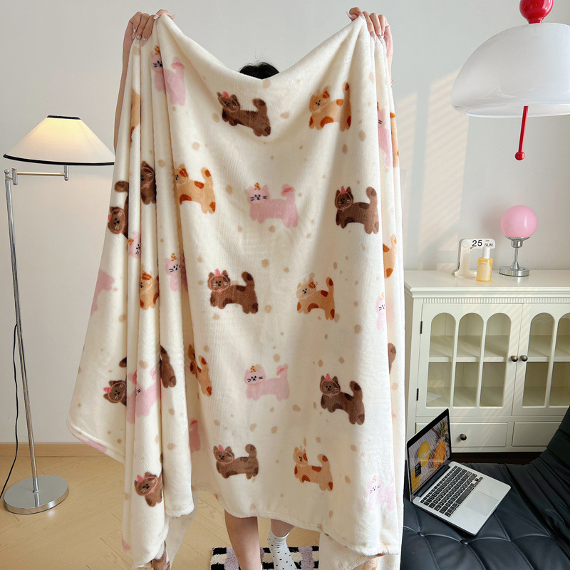 Pătură dublă din velur de lapte, multifuncțională, model geometric și desen animat, coral fleece, utilizare de iarnă, material: fibră de poliamidă, greutate 5000 g+