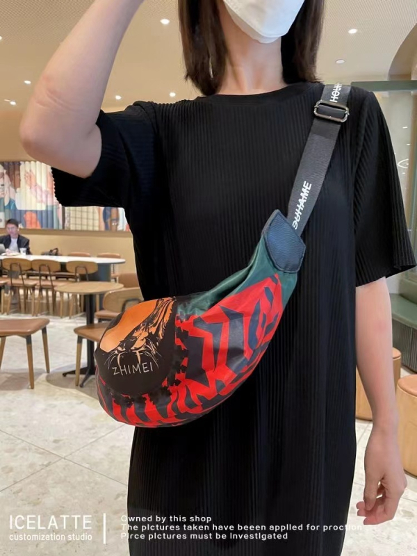 Torba preko ramena u ulicnom stilu, Oxford platno, mala okrugla torba, zatvarač, poliester podstava, svakodnevna upotreba