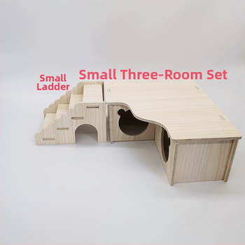 Drevené hniezdo pre škrečka a malé domčekové hračky – domáce zvieratá od Cute Pet Home, vhodné pre všetky ročné obdobia.