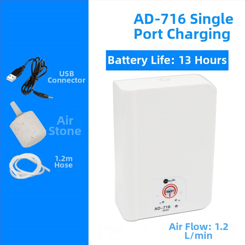 Spirit Companion oxigénszivattyú akváriumhoz – ultra halk, hordozható, USB-töltéses, DC-tápellátás, kettős használat