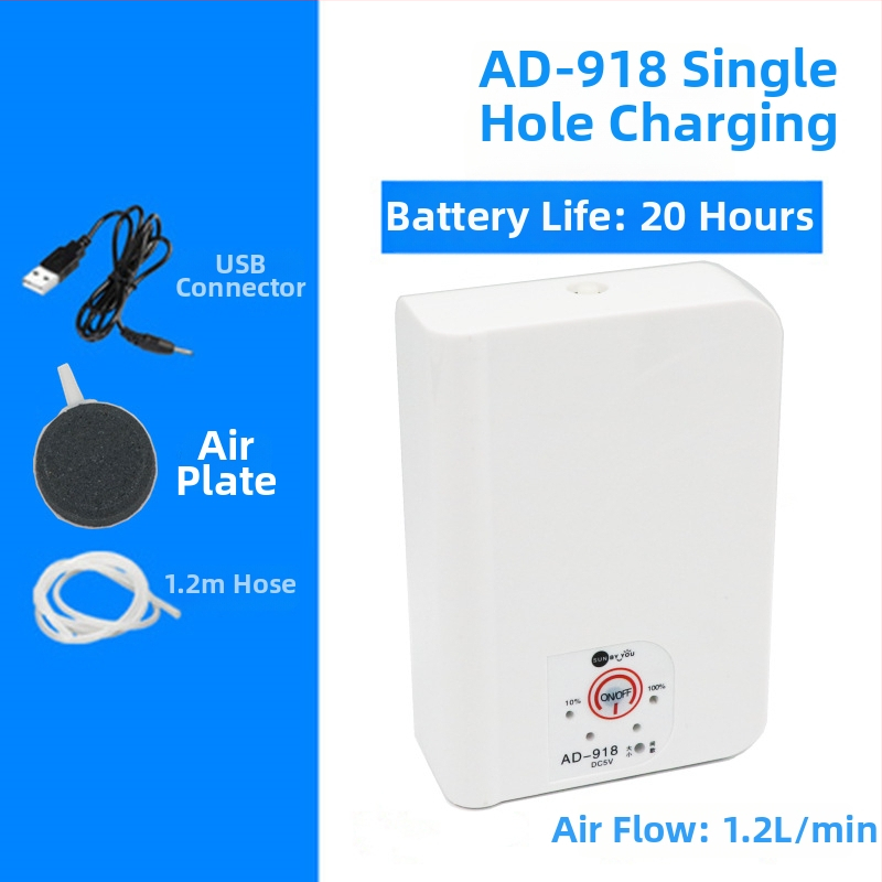 Spirit Companion oxigénszivattyú akváriumhoz – ultra halk, hordozható, USB-töltéses, DC-tápellátás, kettős használat