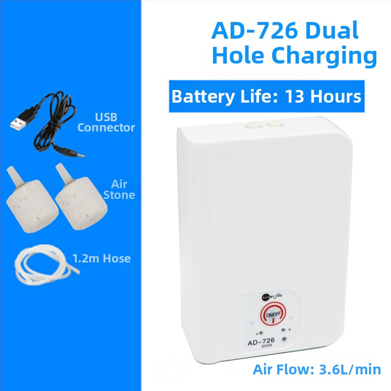 Spirit Companion oxigénszivattyú akváriumhoz – ultra halk, hordozható, USB-töltéses, DC-tápellátás, kettős használat