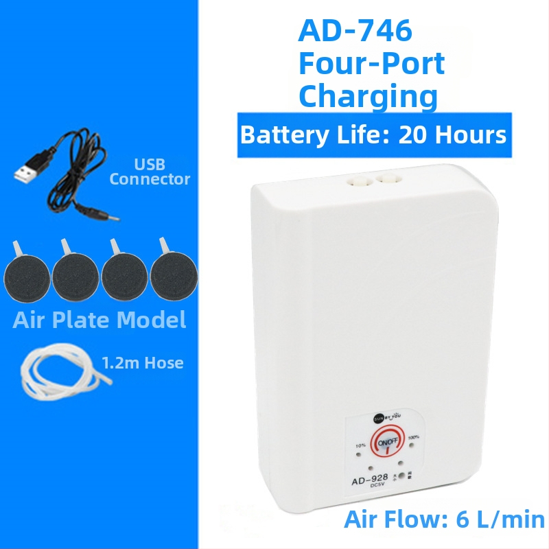 Spirit Companion oxigénszivattyú akváriumhoz – ultra halk, hordozható, USB-töltéses, DC-tápellátás, kettős használat