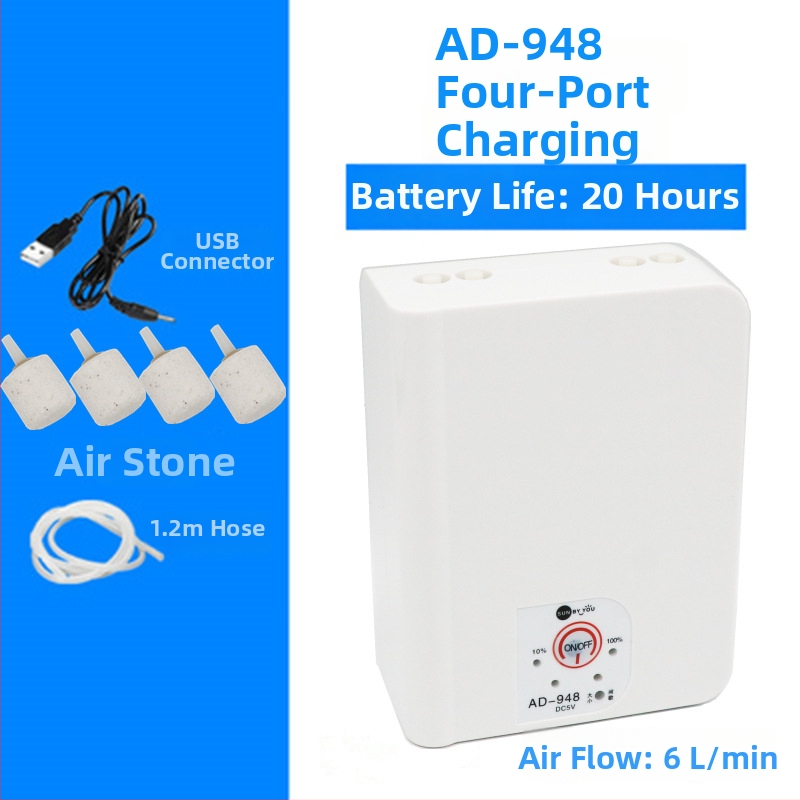 Spirit Companion oxigénszivattyú akváriumhoz – ultra halk, hordozható, USB-töltéses, DC-tápellátás, kettős használat