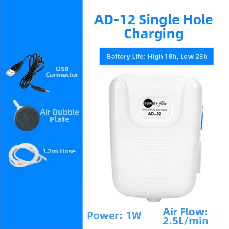 Spirit Companion oxigénszivattyú akváriumhoz – ultra halk, hordozható, USB-töltéses, DC-tápellátás, kettős használat