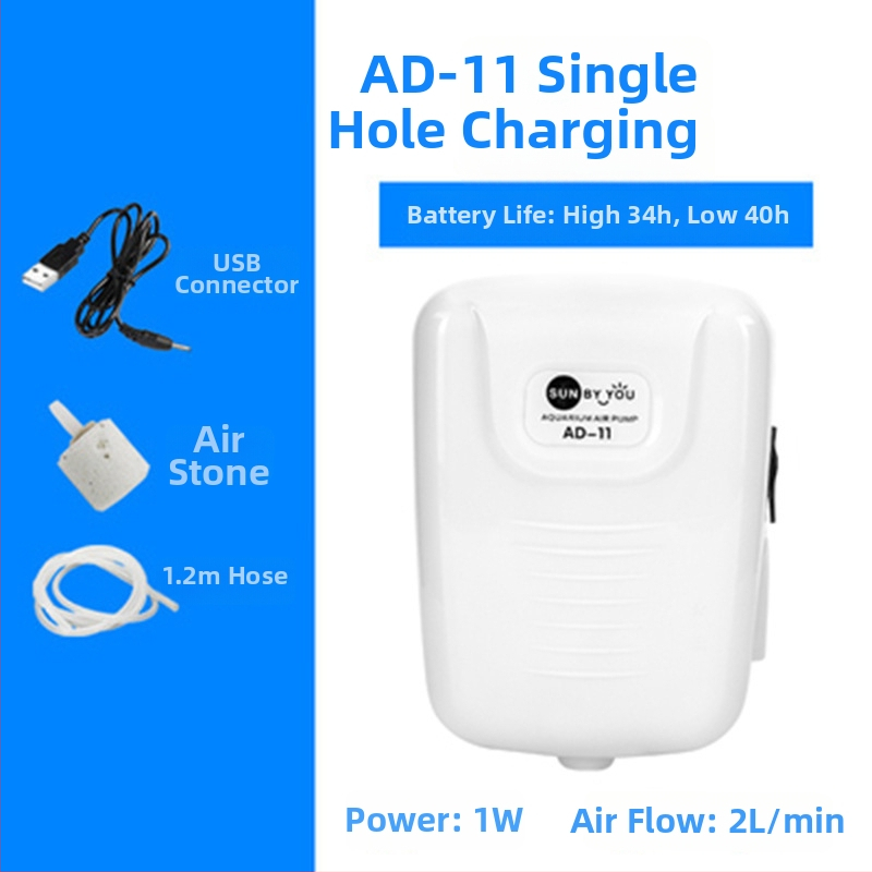 Spirit Companion oxigénszivattyú akváriumhoz – ultra halk, hordozható, USB-töltéses, DC-tápellátás, kettős használat