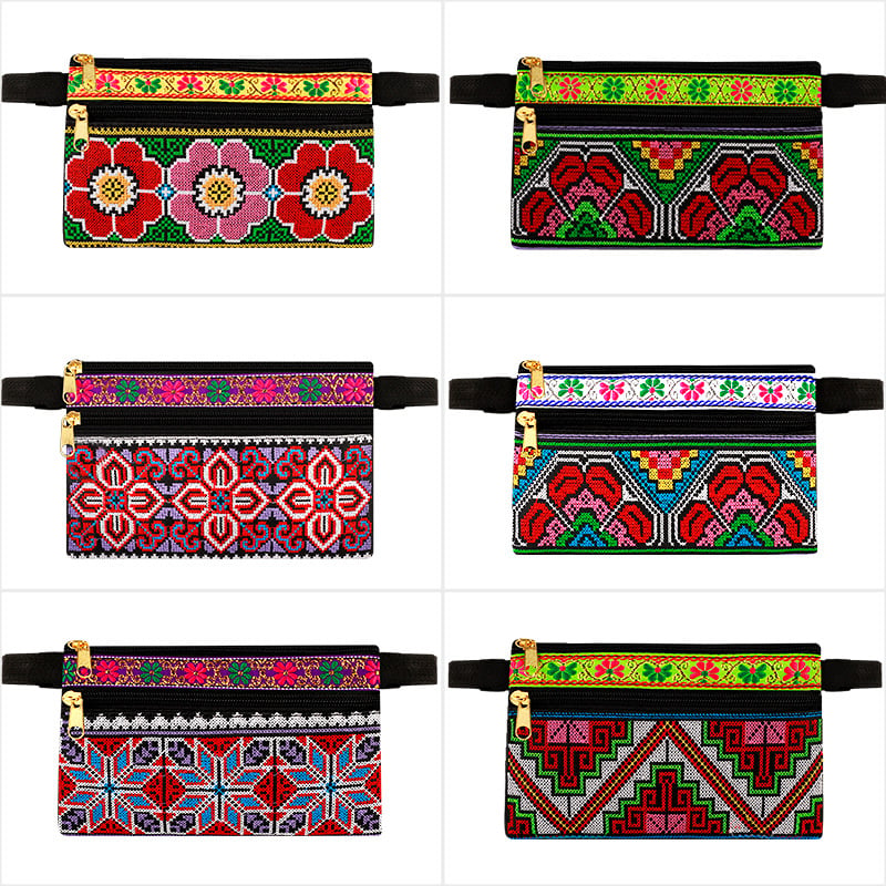 Izšivena crossbody torba od Oxford materijala, zatvaranje na zip, unutarnji džep s zipom, jedna naramenica, stil Nove nacionalne mode