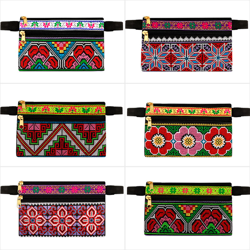 Izšivena crossbody torba od Oxford materijala, zatvaranje na zip, unutarnji džep s zipom, jedna naramenica, stil Nove nacionalne mode