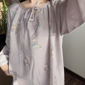 Νυχτικό μετά τον τοκετό από διπλό στρώμα βαμβακερής γάζας, 100% βαμβάκι, V-λαιμό, 3/4 μανίκια, ελαφρύ για καλοκαίρι, γλυκό γυναικείο στυλ