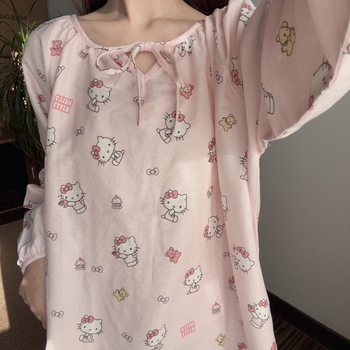 Νυχτικό μετά τον τοκετό από διπλό στρώμα βαμβακερής γάζας, 100% βαμβάκι, V-λαιμό, 3/4 μανίκια, ελαφρύ για καλοκαίρι, γλυκό γυναικείο στυλ