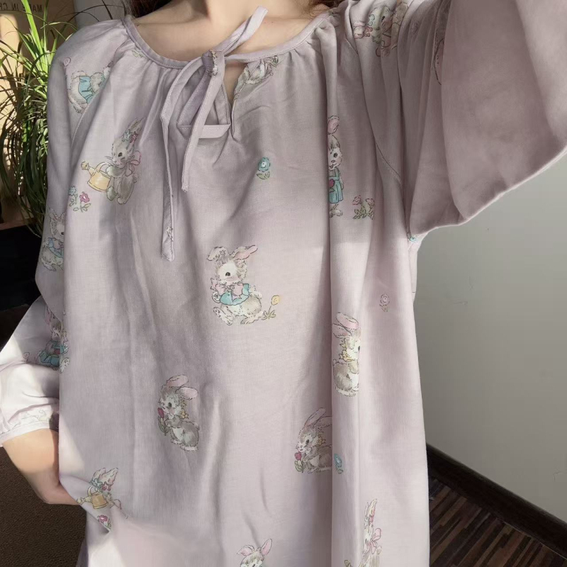 Νυχτικό μετά τον τοκετό από διπλό στρώμα βαμβακερής γάζας, 100% βαμβάκι, V-λαιμό, 3/4 μανίκια, ελαφρύ για καλοκαίρι, γλυκό γυναικείο στυλ