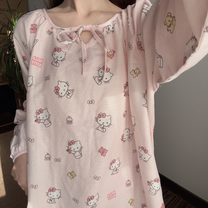 Νυχτικό μετά τον τοκετό από διπλό στρώμα βαμβακερής γάζας, 100% βαμβάκι, V-λαιμό, 3/4 μανίκια, ελαφρύ για καλοκαίρι, γλυκό γυναικείο στυλ