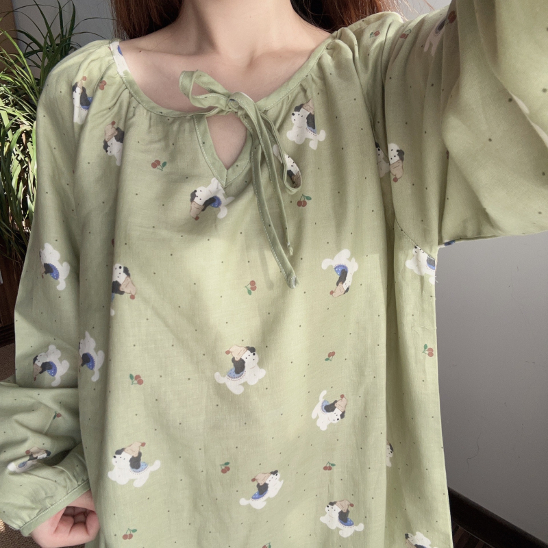 Νυχτικό μετά τον τοκετό από διπλό στρώμα βαμβακερής γάζας, 100% βαμβάκι, V-λαιμό, 3/4 μανίκια, ελαφρύ για καλοκαίρι, γλυκό γυναικείο στυλ