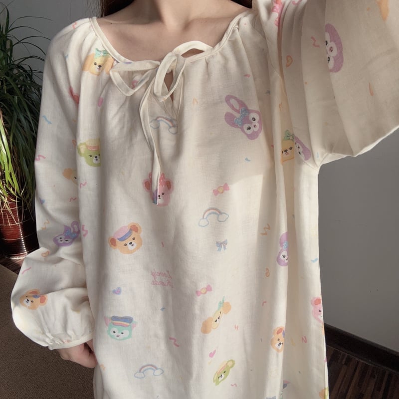 Νυχτικό μετά τον τοκετό από διπλό στρώμα βαμβακερής γάζας, 100% βαμβάκι, V-λαιμό, 3/4 μανίκια, ελαφρύ για καλοκαίρι, γλυκό γυναικείο στυλ