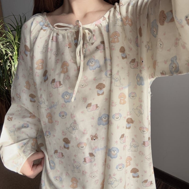 Νυχτικό μετά τον τοκετό από διπλό στρώμα βαμβακερής γάζας, 100% βαμβάκι, V-λαιμό, 3/4 μανίκια, ελαφρύ για καλοκαίρι, γλυκό γυναικείο στυλ