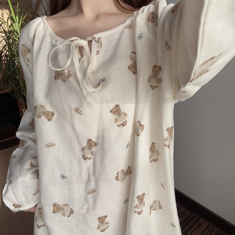 Νυχτικό μετά τον τοκετό από διπλό στρώμα βαμβακερής γάζας, 100% βαμβάκι, V-λαιμό, 3/4 μανίκια, ελαφρύ για καλοκαίρι, γλυκό γυναικείο στυλ