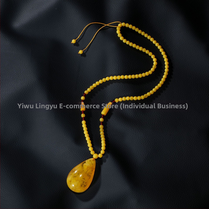 Uniszex hosszú pulóverlánc teardrop medállal, gyöngylánccal, kockás mintázattal, 21–50 cm hosszú