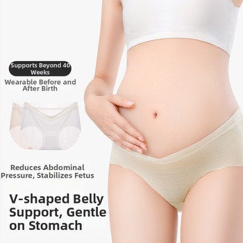 Chiloți de maternitate din bumbac, talie înaltă pentru susținerea burții, căptușeală din bumbac, tricot 40s, respirabili