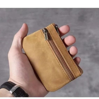 Mini novčanik za novčiće i kartice od prave kože – ručno izrađeno, retro stil, ultra-tanki dizajn, organizator vozačke i ključeva