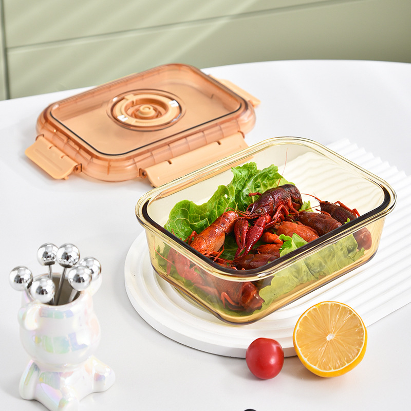 Üveges ebédes doboz kettős rekesszel, élelmiszerbiztos üveg, frissesség megőrzése, mikrohullámú sütőben használható