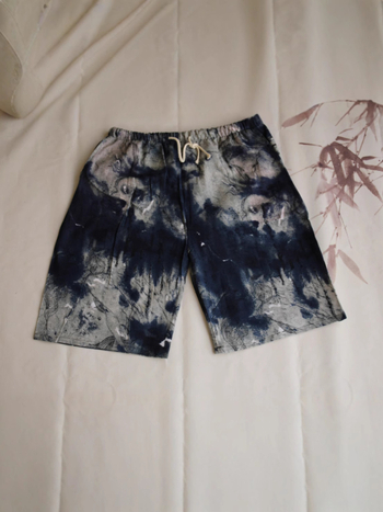 Σορτς με μοτίβο ελέφαντα Ταϊλάνδης από βαμβακο-λινή μίξη, cropped, ίσια γραμμή, 94% βαμβάκι, μικρή ελαστικότητα, εθνικό στυλ