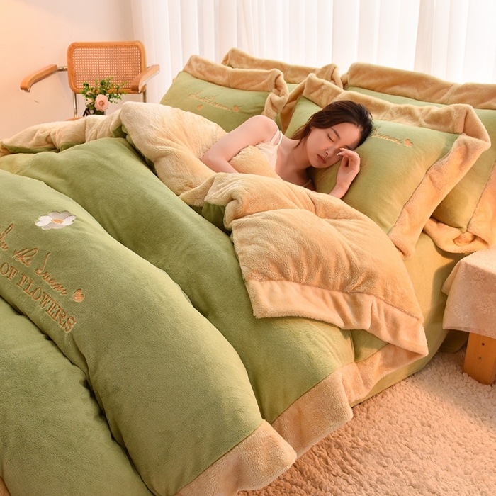 Milk Velvet set de pat din velur de lapte – 4 piese, greutate 2500–3000 g, imprimare și vopsire reactive