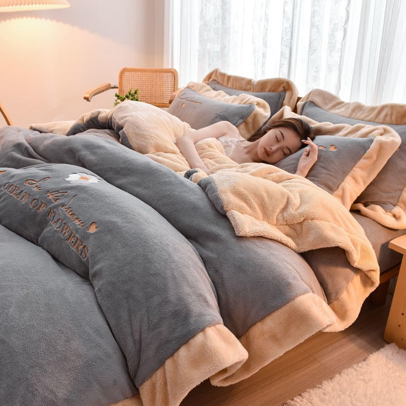 Milk Velvet set de pat din velur de lapte – 4 piese, greutate 2500–3000 g, imprimare și vopsire reactive