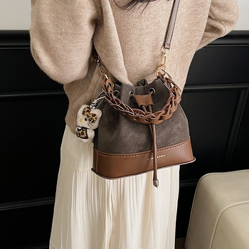 Lilac Rain PU vedro taška so šnúrkou, mestský štýl, bez podšívky, s jednou ramienkou