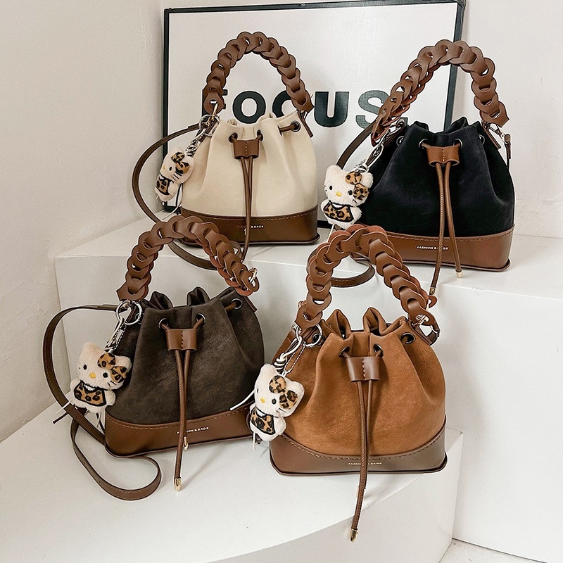 Lilac Rain PU vedro taška so šnúrkou, mestský štýl, bez podšívky, s jednou ramienkou