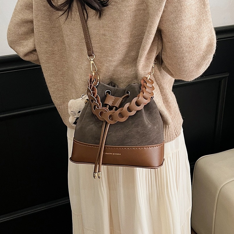 Lilac Rain PU vedro taška so šnúrkou, mestský štýl, bez podšívky, s jednou ramienkou