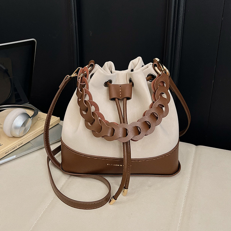 Lilac Rain PU vedro taška so šnúrkou, mestský štýl, bez podšívky, s jednou ramienkou