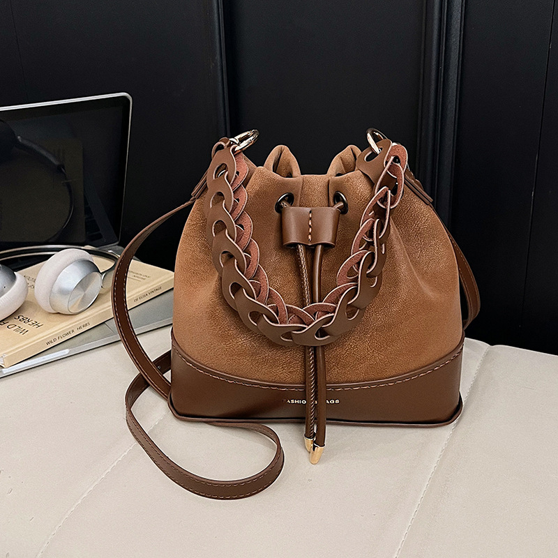 Lilac Rain PU vedro taška so šnúrkou, mestský štýl, bez podšívky, s jednou ramienkou