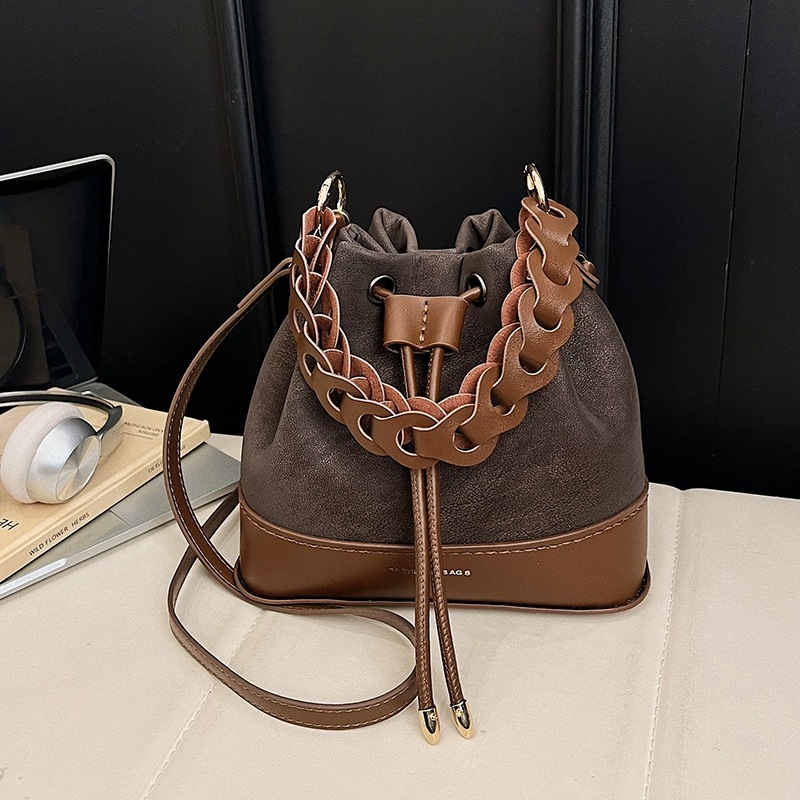 Lilac Rain PU vedro taška so šnúrkou, mestský štýl, bez podšívky, s jednou ramienkou