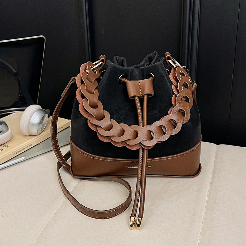 Lilac Rain PU vedro taška so šnúrkou, mestský štýl, bez podšívky, s jednou ramienkou