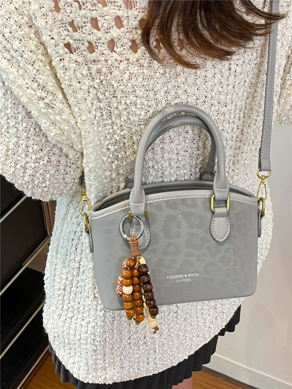 Női leopard mintás bucket táska, Koreai stílus, PU anyag, vízszintes négyszögletes forma, cipzár