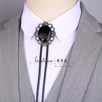 Bolo kravata s rhinestone Cat's Eye čipkom, unisex, ravna glava, romboidni geometrijski uzorak