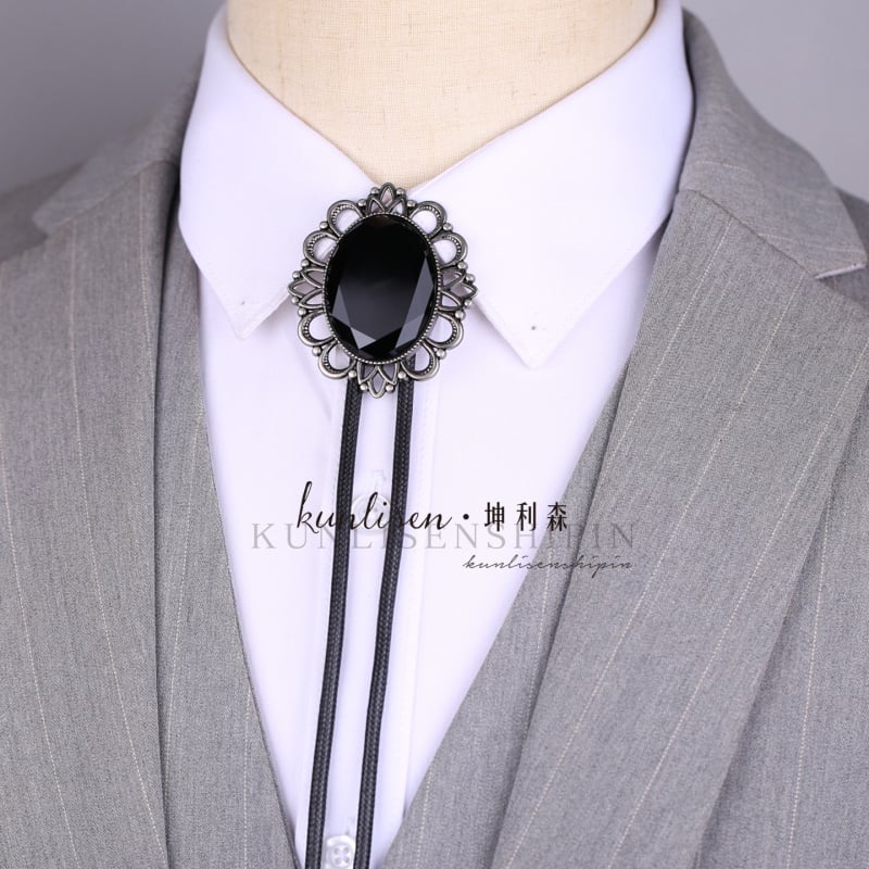 Bolo kravata s rhinestone Cat's Eye čipkom, unisex, ravna glava, romboidni geometrijski uzorak