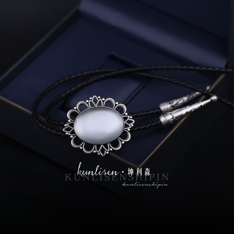 Bolo kravata s rhinestone Cat's Eye čipkom, unisex, ravna glava, romboidni geometrijski uzorak