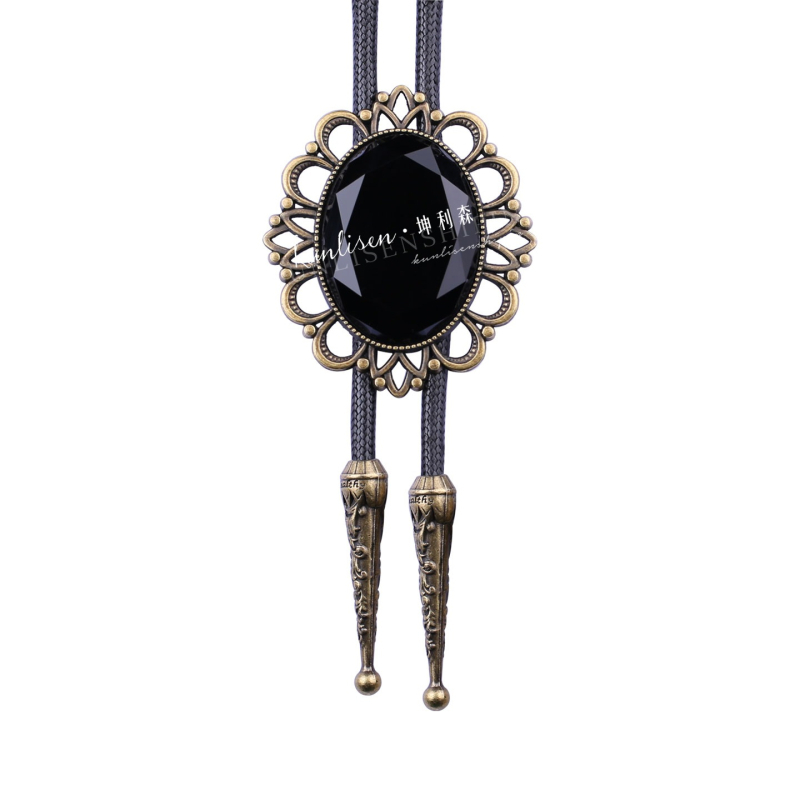 Bolo kravata s rhinestone Cat's Eye čipkom, unisex, ravna glava, romboidni geometrijski uzorak